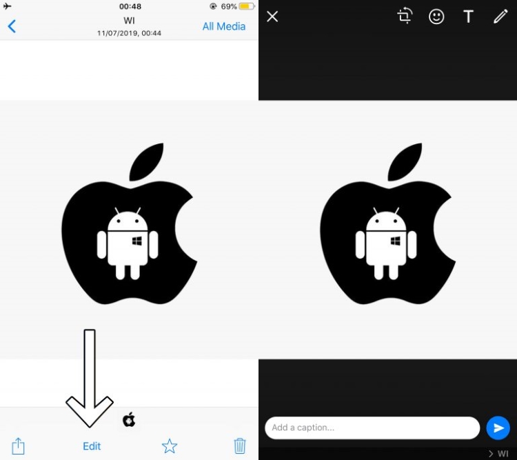 Br24 Blog WhatsApp Quick Edit Media Shortcut: Vorschau der neuen Bildbearbeitungsfunktion auf iOS