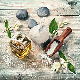 Br24 Product retouching: Spa equipment on a wooden background
