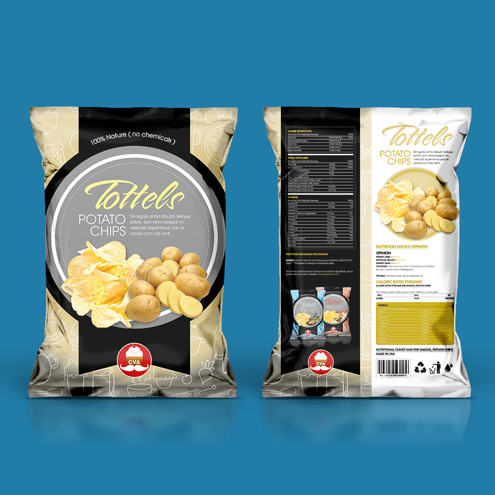 Br24 Layout design: chip packaging front and back, natural flavor